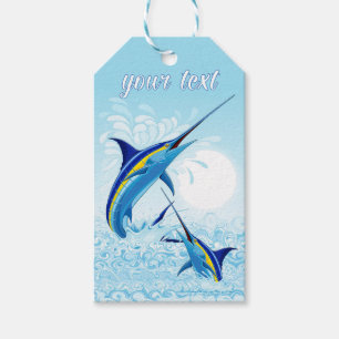 Blue Marlin Jumping out of Ocean Gift Tags