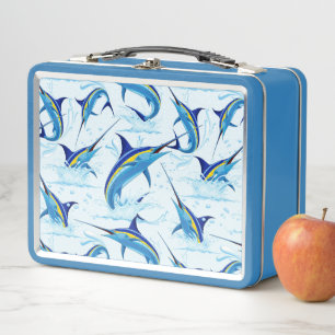 Blue Marlin Jumping out of Ocean Metal Lunch Box