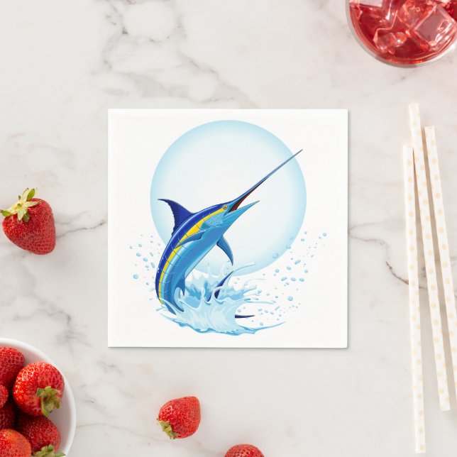 Blue Marlin Jumping out of Ocean Napkin (Insitu)