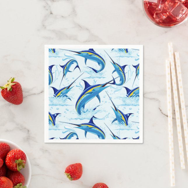 Blue Marlin Jumping out of Ocean Napkin (Insitu)
