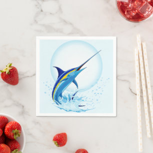 Blue Marlin Jumping out of Ocean Napkin