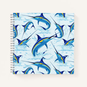 Blue Marlin Jumping out of Ocean Notebook
