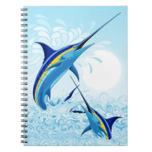 Blue Marlin Jumping out of Ocean Notebook