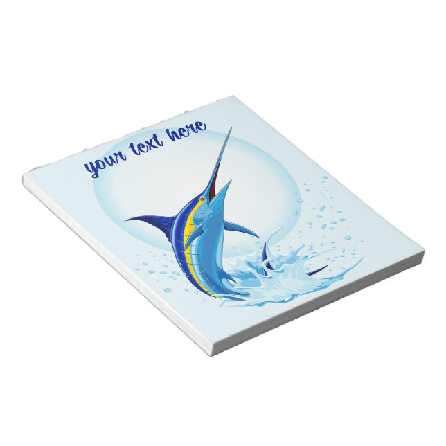 Blue Marlin Jumping out of Ocean Notepad (Angled)