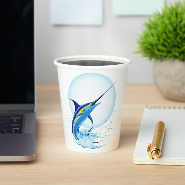 Blue Marlin Jumping out of Ocean Paper Cups (Insitu)
