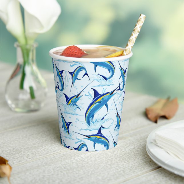 Blue Marlin Jumping out of Ocean Paper Cups (Insitu)