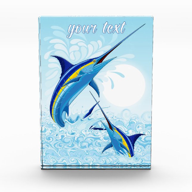 Blue Marlin Jumping out of Ocean Photo Block (Front)