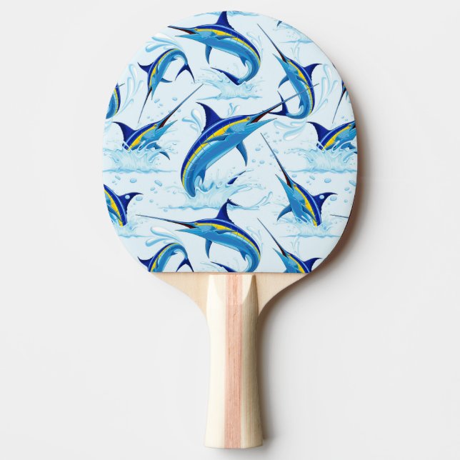 Blue Marlin Jumping out of Ocean Ping Pong Paddle (Front)