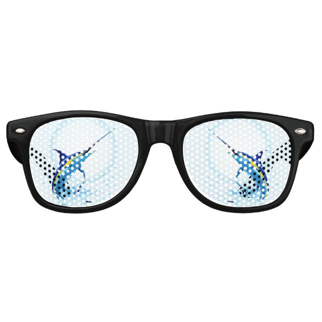 Blue Marlin Jumping out of Ocean Retro Sunglasses (Front)