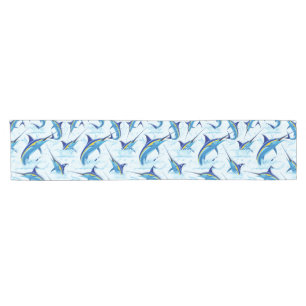 Blue Marlin Jumping out of Ocean Short Table Runner