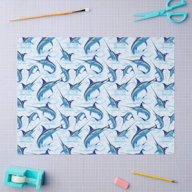 Blue Marlin Jumping out of Ocean Tissue Paper (Craft)