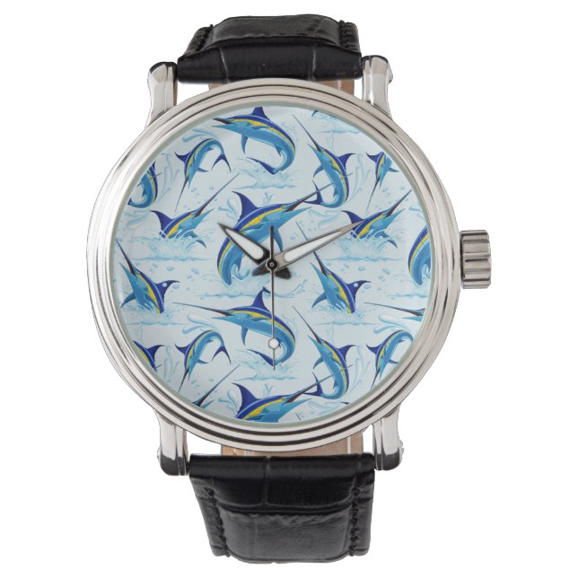 Blue Marlin Jumping out of Ocean Watch (Front)