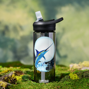 Blue Marlin Jumping out of Ocean Water Bottle