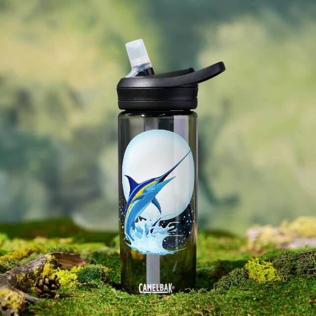 Blue Marlin Jumping out of Ocean Water Bottle (Outdoor (Rotated))