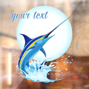 Blue Marlin Jumping out of Ocean Window Cling