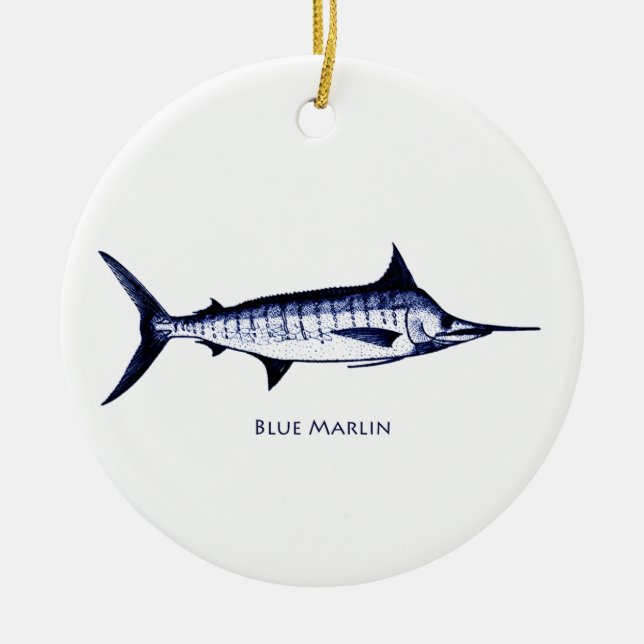 Blue Marlin Logo Ceramic Tree Decoration (Front)