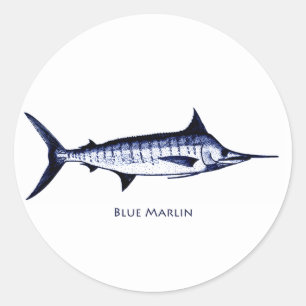 Blue Marlin Logo Classic Round Sticker