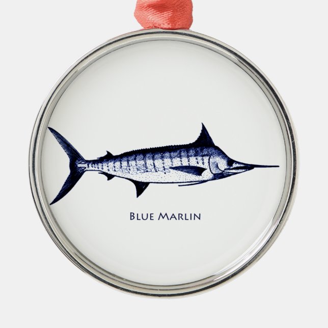 Blue Marlin Logo Metal Tree Decoration (Front)