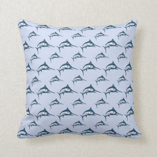 Blue Marlin Pattern Cushion