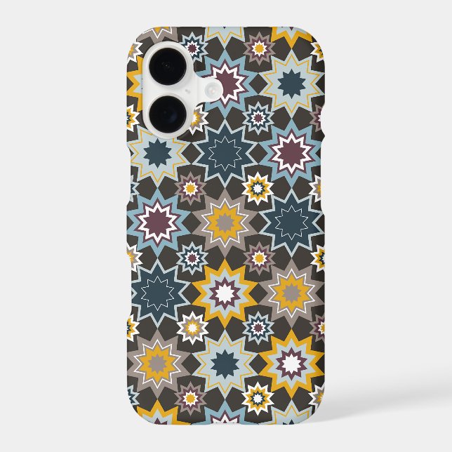Blue Marrakech Geometric Stars Mosaic Art Pattern (Back)