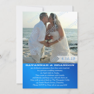 Blue Marriage Reception Only Wedding Photo Invite