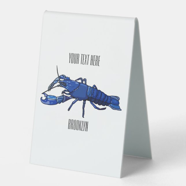 Blue marron crayfish cartoon illustration (Front)
