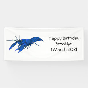 Blue marron crayfish cartoon illustration  banner