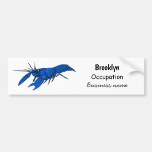 Blue marron crayfish cartoon illustration  bumper sticker