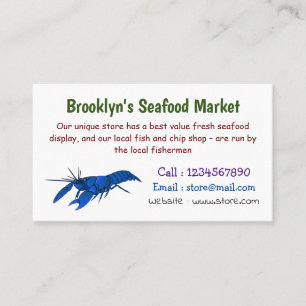 Blue marron crayfish cartoon illustration  business card