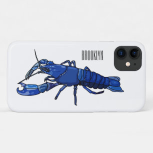 Blue marron crayfish cartoon illustration iPhone 11 case