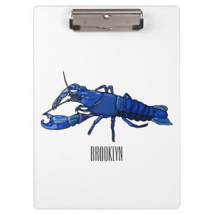Blue marron crayfish cartoon illustration clipboard