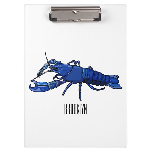 Blue marron crayfish cartoon illustration clipboard (Front)