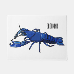 Blue marron crayfish cartoon illustration doormat