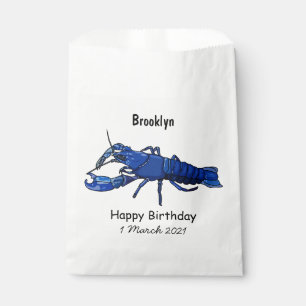Blue marron crayfish cartoon illustration favour bags