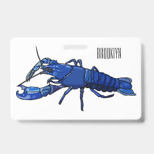 Blue marron crayfish cartoon illustration ID badge