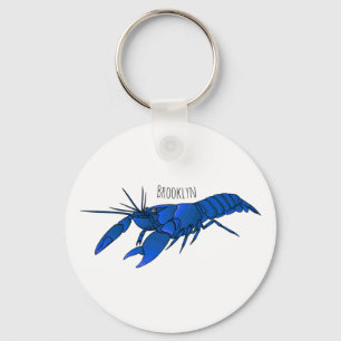 Blue marron crayfish cartoon illustration key ring