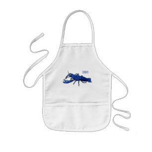 Blue marron crayfish cartoon illustration kids apron