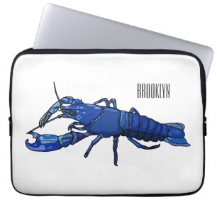 Blue marron crayfish cartoon illustration laptop sleeve