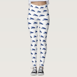 Blue marron crayfish cartoon illustration leggings