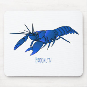 Blue marron crayfish cartoon illustration mouse mat