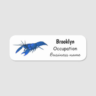 Blue marron crayfish cartoon illustration name tag