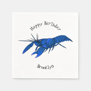 Blue marron crayfish cartoon illustration napkin