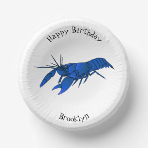 Blue marron crayfish cartoon illustration  paper plate