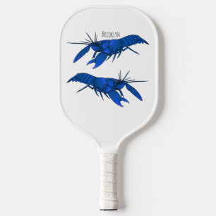 Blue marron crayfish cartoon illustration pickleball paddle