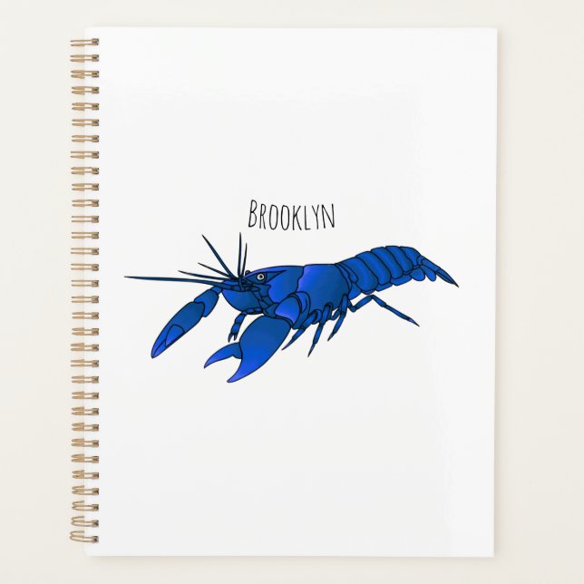 Blue marron crayfish cartoon illustration planner (Front)