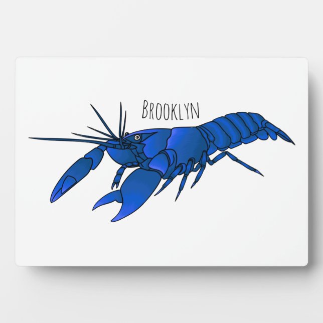 Blue marron crayfish cartoon illustration  plaque (Front)