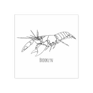 Blue marron crayfish cartoon illustration rubber stamp