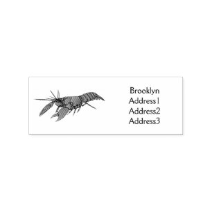 Blue marron crayfish cartoon illustration rubber stamp