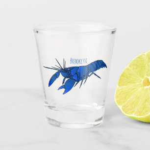 Blue marron crayfish cartoon illustration shot glass