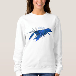 Blue marron crayfish cartoon illustration sweatshirt
